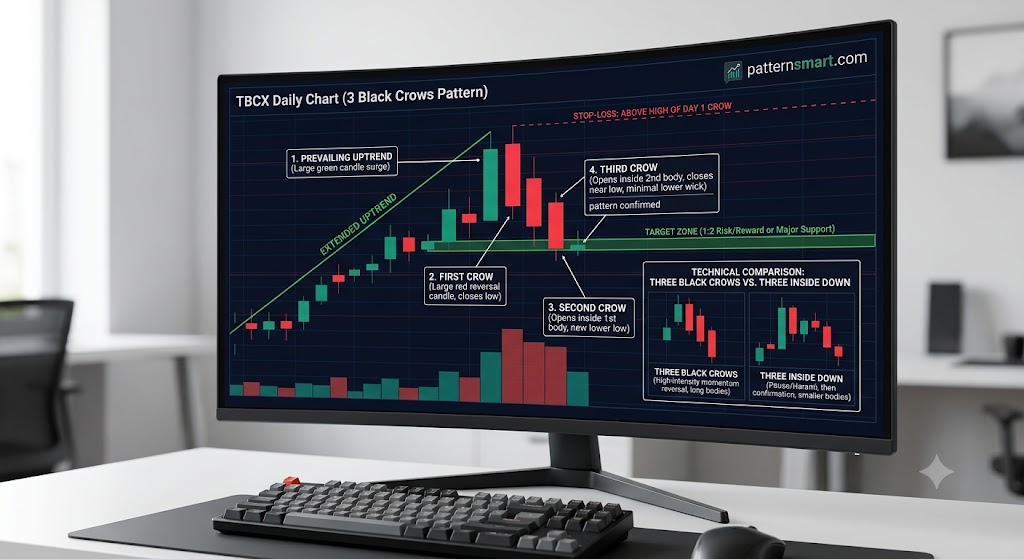 Three Black Crows candlestick pattern