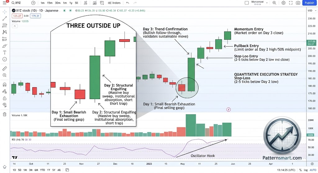 Three Outside Up candlestick pattern
