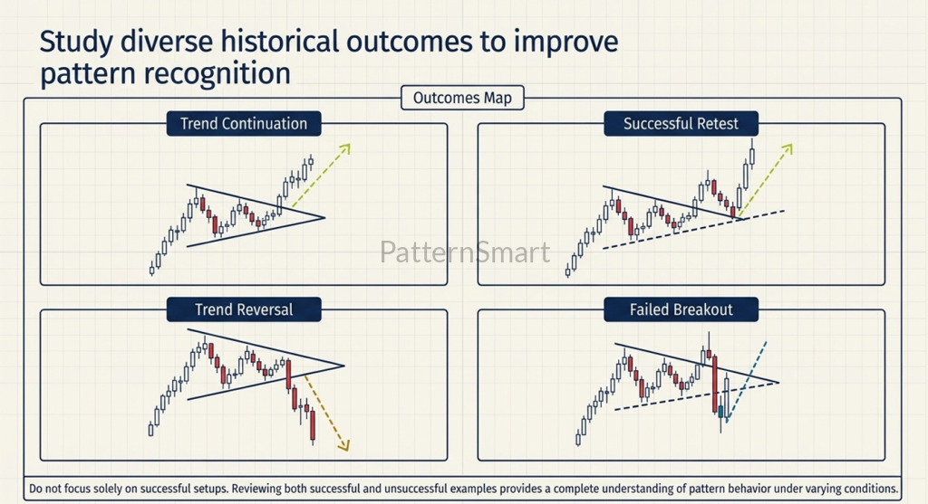 One of the best ways to improve chart-reading skills is to review historical triangle formations